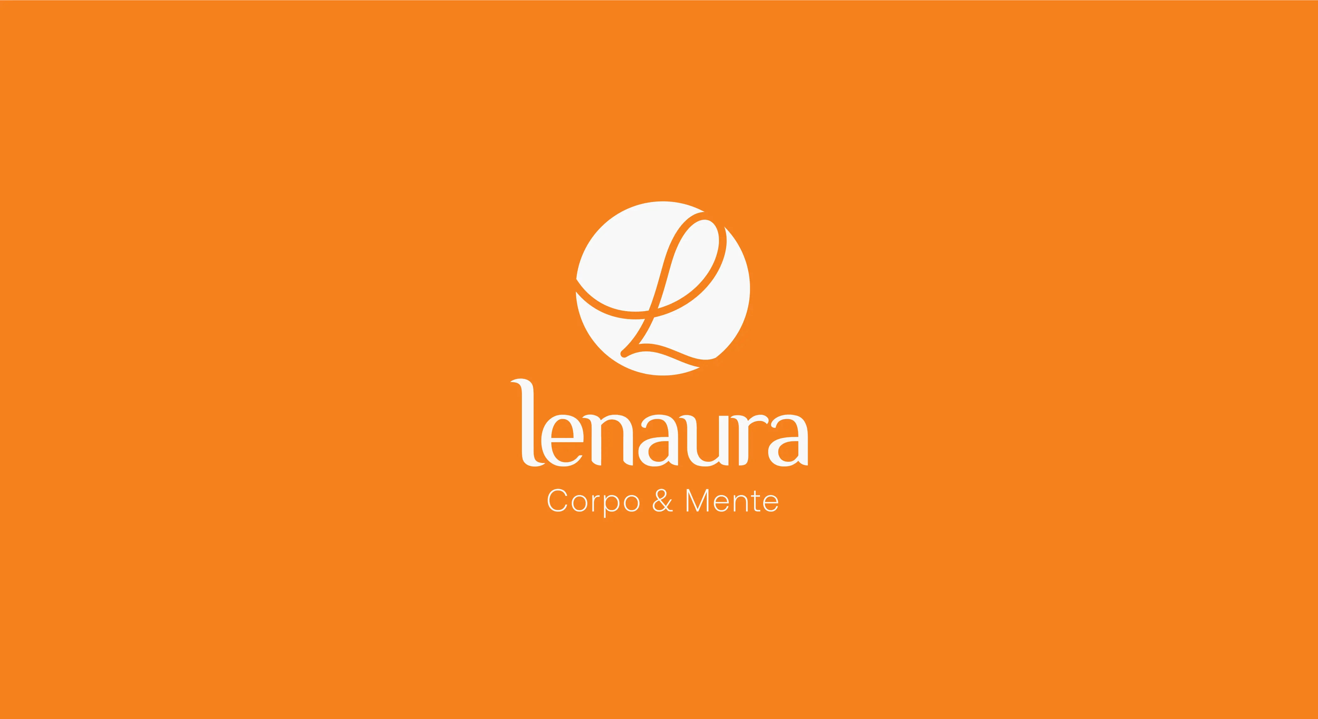 Logotipo Lenaura sobre fundo laranja.