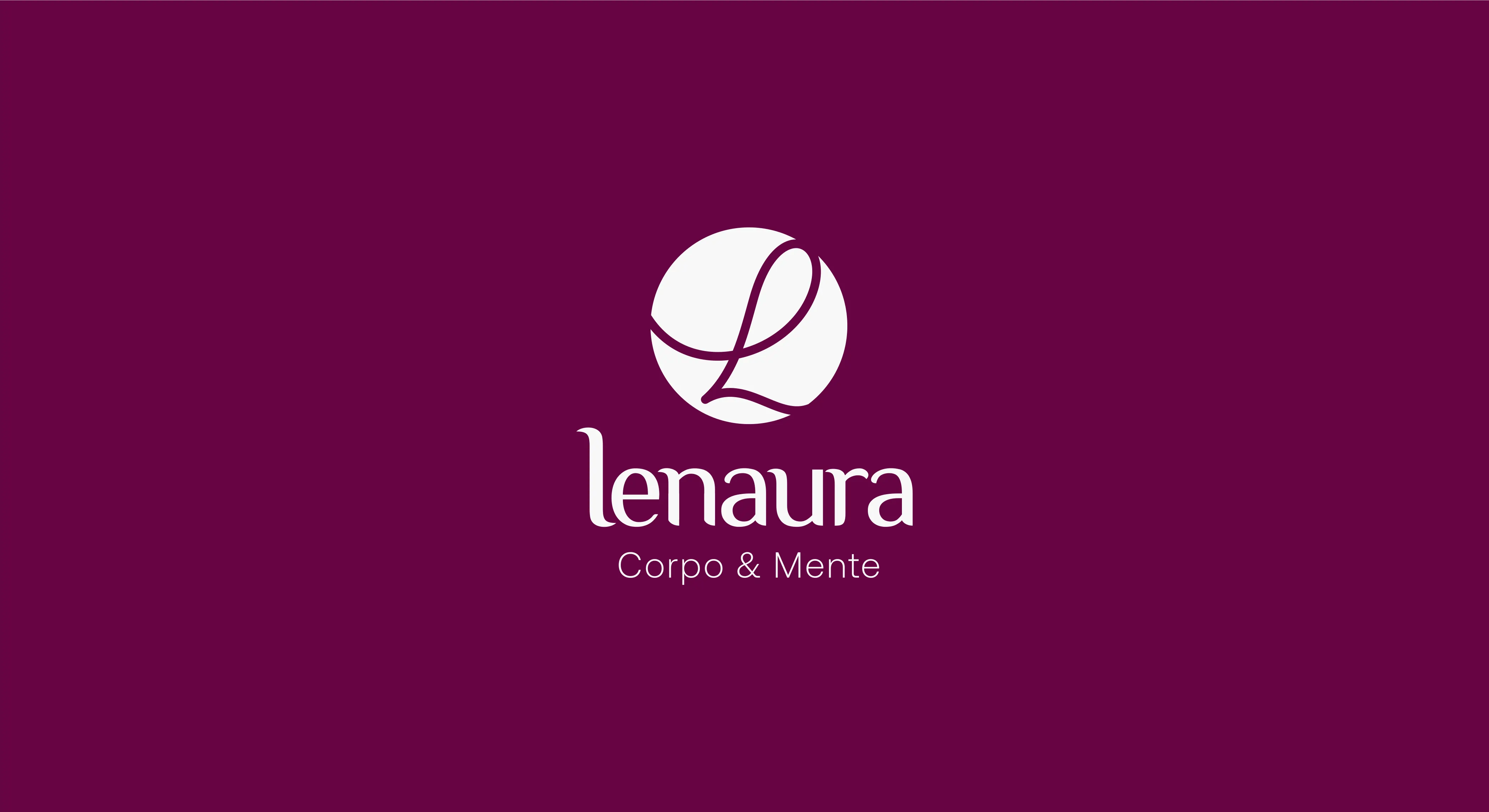 Logotipo Lenaura sobre fundo rosa.