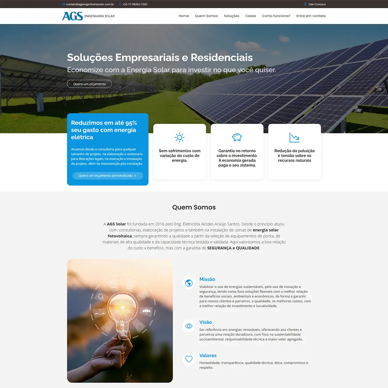 Demonstração do site AGS Solar